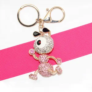 Hot Sale Gold Plated Keychains Full Pink and Clear Rhinestone Ant Keychain Insect Items