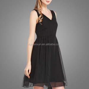 2016 Estilo Europeo Al Por Mayor de Moda Negro Sexy Cuello En V Sin Mangas de <span class=keywords><strong>Organza</strong></span> Mini Vestido Del Club Del Vestido - Product Image 2