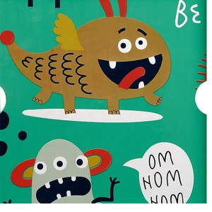 Étagère à livres en bois pour enfants Toffy & Friends Monsters, 3 niveaux avec 2 portes coulissantes - Product Image 6