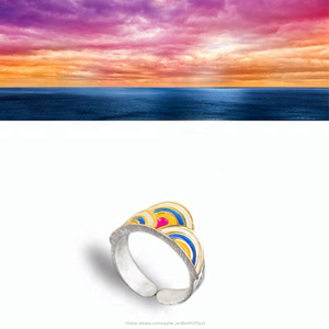 Unici fatti a mano Rosy Nube 925 d'argento dello smalto anello - Product Image 2