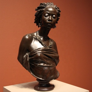 Levensgrote Metalen Messing Vrouw Sculptuur Bronzen Afrikaanse Meisje Buste Standbeeld - Product Image 1