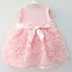 Fornitore della cina di Nuovo Stile Del Bambino 1 Anni di Età Boirthday Pink Party Dress Con Il Fiore - Product Image 2