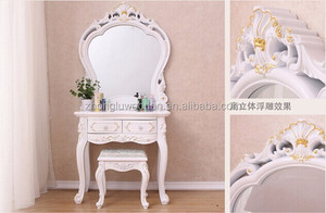 Tavolo da Toletta <span class=keywords><strong>Bianco</strong></span> Scrivania da Trucco Shabby Chic con Specchio e Sgabello - Product Image 6