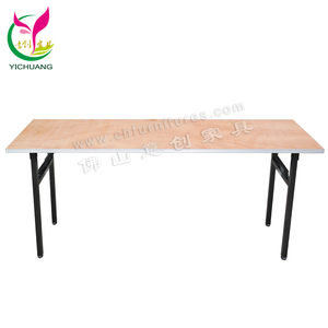YC-T38 Folding Lacquer Plywood Rectangular <strong>Table</strong> with Aluminum edge and non-fallout rubber <strong>adjustable</strong> leg studs - Product Image 3