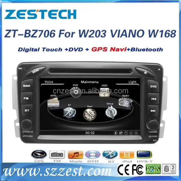 Autoradio Android 10 Bluetooth 2 Din pour Benz A-W168/C-W203/Viano