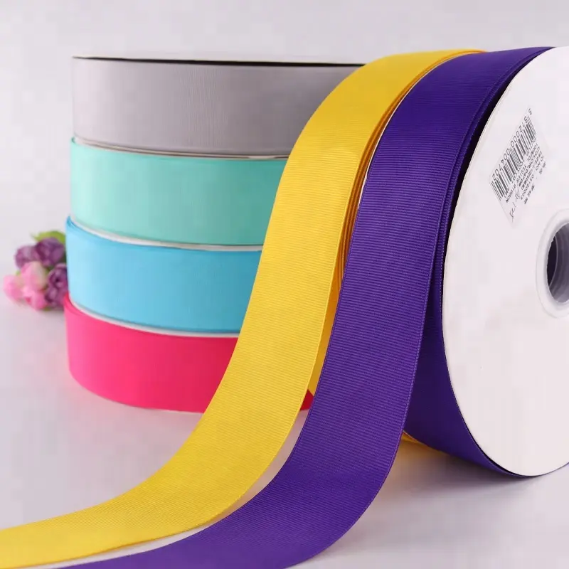 China Factory 38ミリメートル100% Polyester Ribbon Grosgrain Roll For Packing Gift Wholesale Solid Color Grosgrain Ribbon