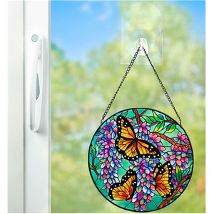 Atrapasoles Artesanales de Mariposa de Vidrieras Decoración de Pared con Cadena Letrero de Corona para Mamá Abuela Amante de las Mariposas - Product Image 1