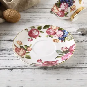 Thanh Lịch Hoa Decal Sứ Cà Phê Đặt Cốc Grace Tea Thiết Bị Cho Món Quà Cưới