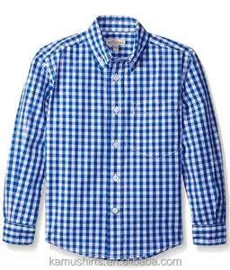 Boys' Blue Gingham Long-Sleeve Classic Shirt