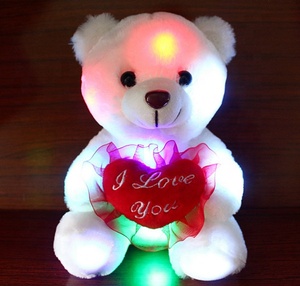 Regalo di Giorno di san valentino dolce Molle del Giocattolo Della <span class=keywords><strong>Peluche</strong></span> Orsacchiotto Bianco Con <span class=keywords><strong>Cuore</strong></span> Rosso Carino Personalizzato I Love You <span class=keywords><strong>Peluche</strong></span> ha condotto la Luce Up Teddy Orso - Product Image 1