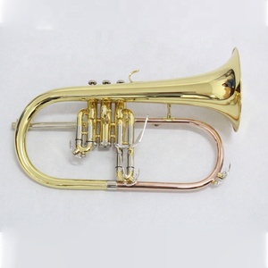 <span class=keywords><strong>Trombone</strong></span> de marche en Si bémol Focus FFG-200 Weifang, laqué or, en laiton léger avec pistons en acier inoxydable - Product Image 1