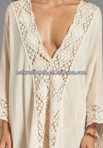 Lunatique caftan robe pour les femmes, coton blanc robe décontractée.( cf30002) - Product Image 4