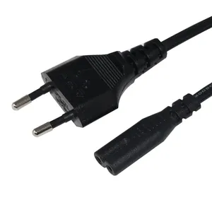 Conector de enchufe de la UE, CA a la figura 8 Iec 60320 220v, extensión de cables hembra, 2 pines, núcleo Iec-c7, cable de alimentación C7