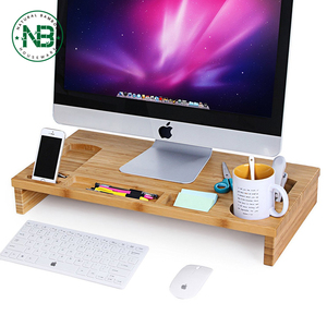 Support d'écran en bambou avec organisateur de rangement, support pour <span class=keywords><strong>ordinateur</strong></span> <span class=keywords><strong>portable</strong></span>, téléphone <span class=keywords><strong>portable</strong></span>, téléviseur, <span class=keywords><strong>imprimante</strong></span>, support de bureau, conteneur pour écran - Product Image 2