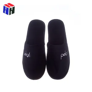 Black Cotton Close Toe Disposable Washable Hotel Slippers