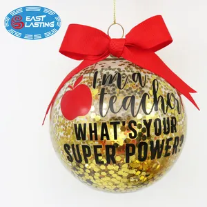 Glittery gold shiny personalised Christmas tree ornament wholesale glass ornament