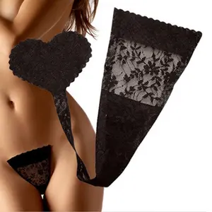 Bragas de encaje de silicona sin tirantes para mujer, lencería Invisible Sexy, bragas adhesivas sin costuras, tangas