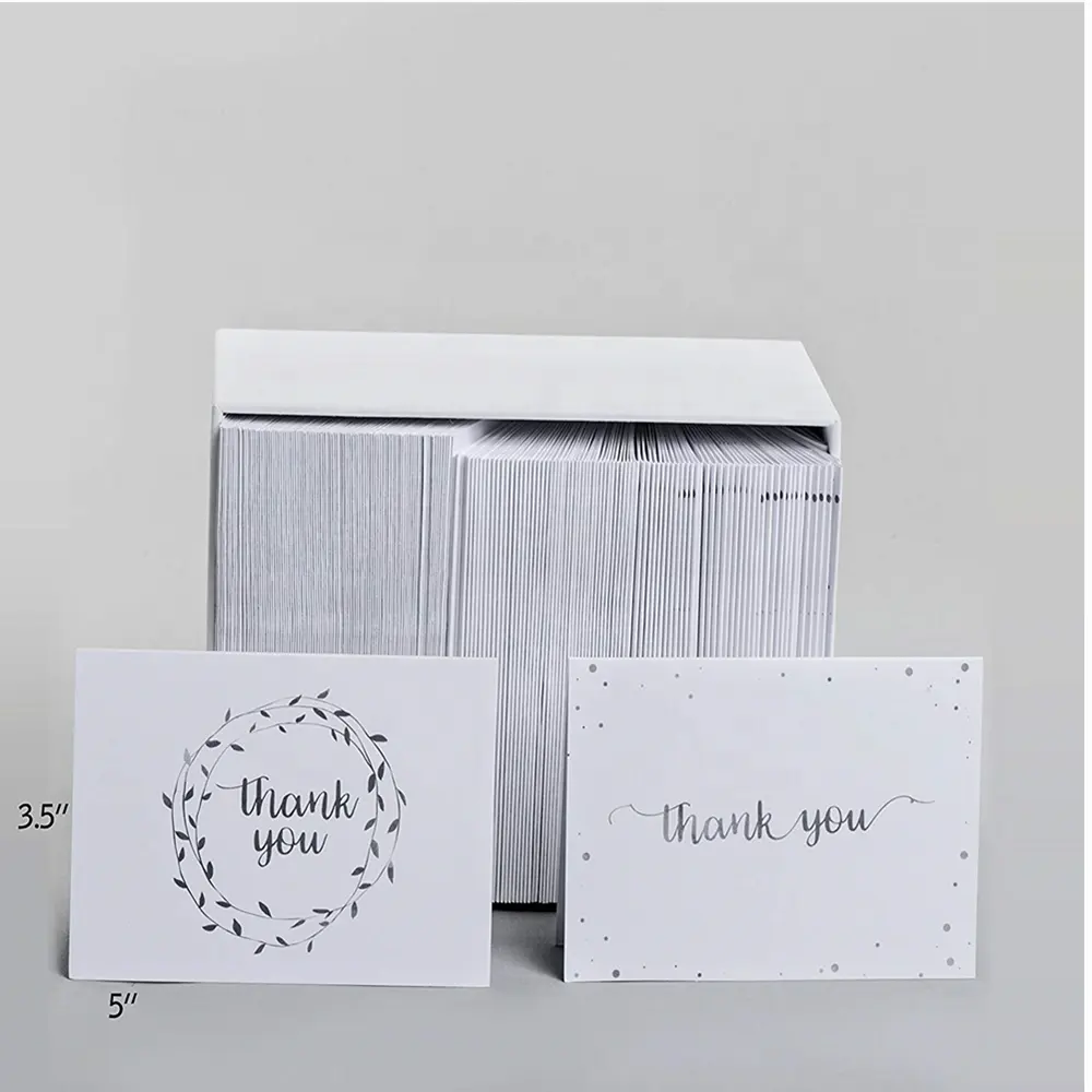 Cartes de remerciement rustiques, ensemble de 100 modèles en Notes vierges, enveloppes auto-scellables