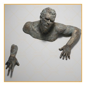Art mural décoratif d'intérieur en bronze, 21 cm, sculpture abstraite, couleur chair, à vendre - Product Image 3