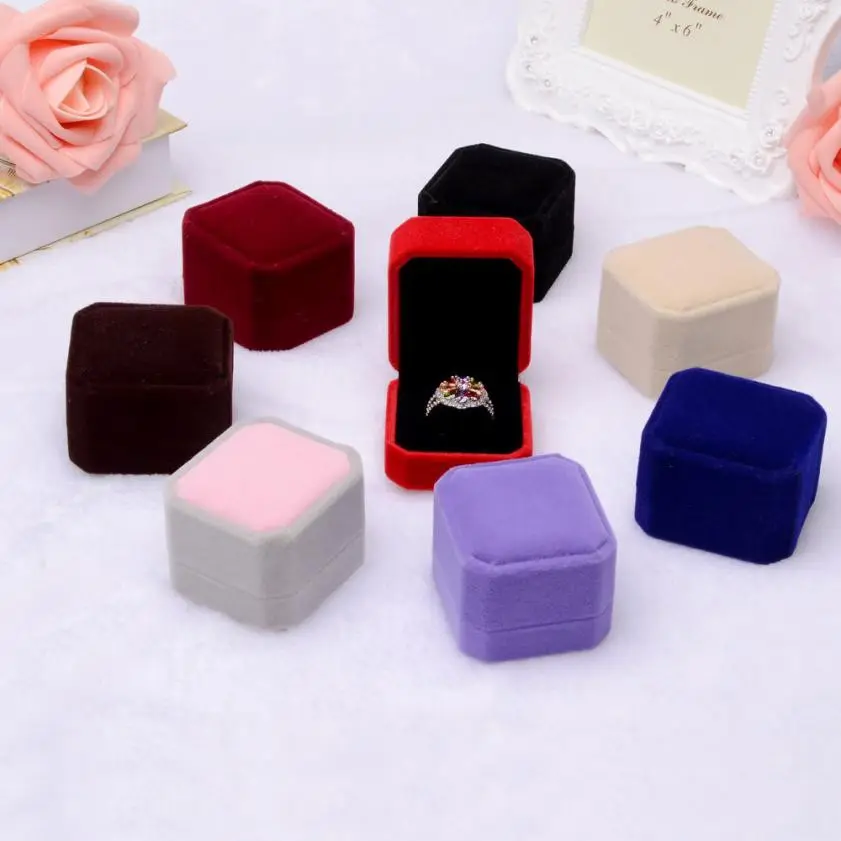 Square Wedding Velvet Earrings Ring Box Jewelry Display Case Gift boxes