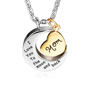 Ti amo fino alla luna e collana con ciondolo cremazione posteriore - Product Image 1