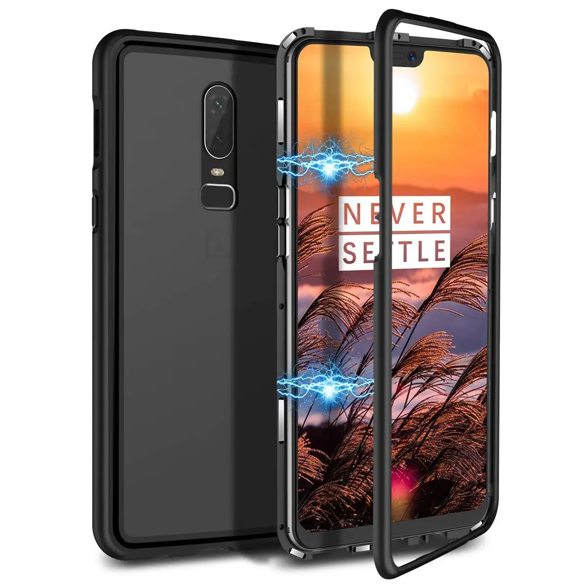 Từ trường hợp điện thoại cho Oneplus 7 Pro Glass Cover quay lại kim loại cho Oneplus 5t 6 trường hợp từ tính