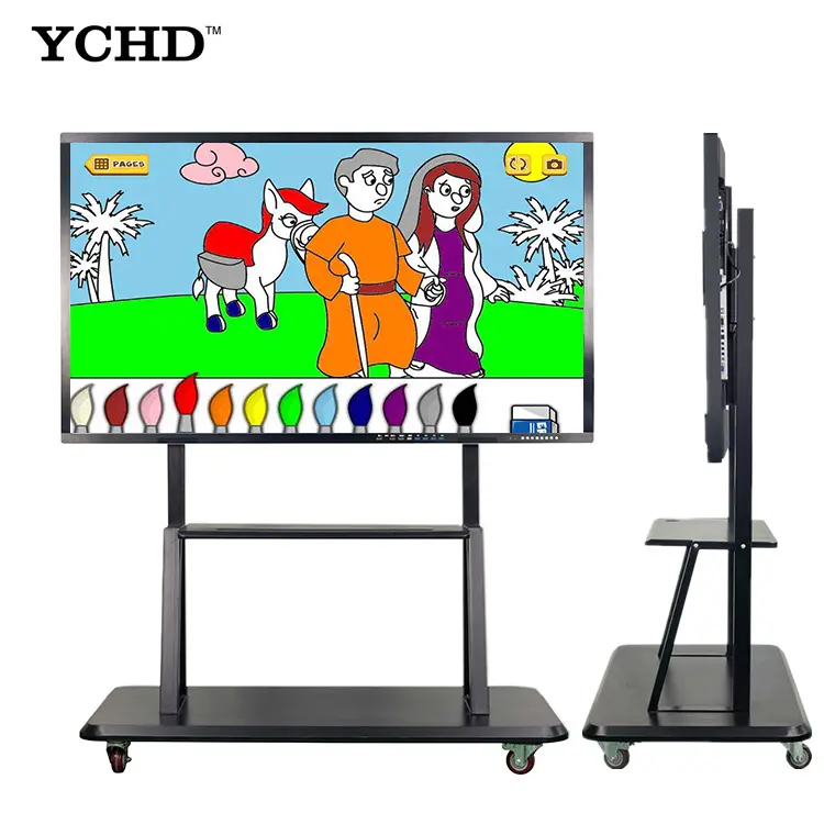 YCHD educación 65 pulgadas wifi pantalla táctil inteligente interactivo blanco con enseñanza software