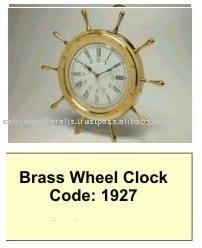 Horloge murale en laiton massif nautique Shipwheel Shipwheel Shipwheel Coastal Home Decor - Product Image 2