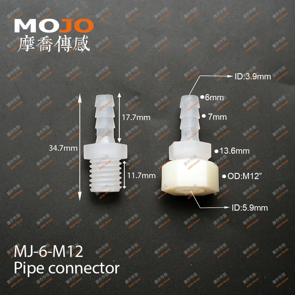 M12 Gewinde PP Material Rohr verschraubungen Nippel verbinder