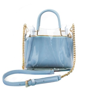 Borsa a tracolla personalizzata Mini borsa alla moda da <span class=keywords><strong>donna</strong></span> trasparente in PVC trasparente con catena a tracolla in plastica borsa aperta - Product Image 5