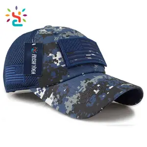 Camouflage konstruierte Trucker Mesh Cap Operator USA Flagge abnehmbare Patch Trucker Hut