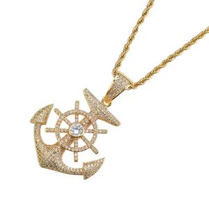 CN031 Bling Bling Hip Hop <strong>Pendant</strong> Gold Plated Brass Micro Pave CZ Stones Rope Chain Necklace Jewelry <strong>for</strong> <strong>Men</strong> - Product Image 4
