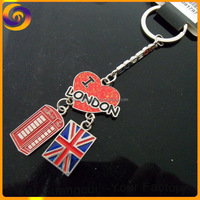 Londres Grande-Bretagne Souvenir en alliage de zinc émail drapeau coeur porte-clés porte-clés