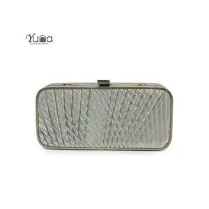 silver wedding evening party hard case flitter clutch purse