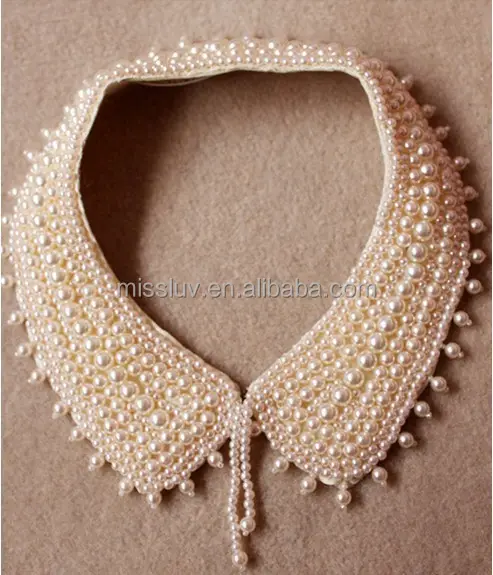 Fashion Imitation Pearl Costume Jewelry Statement Necklace Pearl Beaded Collar Necklace Fake Collar Necklace