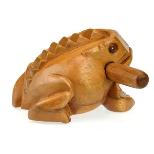 QS-juguetes musicales de madera tailandesa, ranas animadas