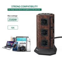 Multiprise tour 12 prises UE avec protection contre les surtensions et 5 ports de charge USB