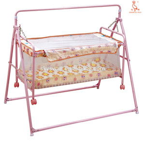 De color rosa bebé de hierro con cuna neto mosauito y ruedas(237) - Product Image 1