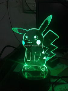 Amazon caliente-venta 3D noche <span class=keywords><strong>Pokemon</strong></span> Go Pikachu diseño ilusión óptica lámpara para niños regalo - Product Image 5