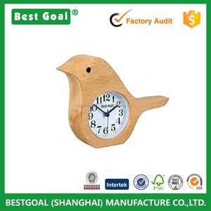Horloge de bureau style oiseau, silencieuse, sans tic-tac, en bois fait main, horloge de bureau avec alarme - Product Image 3