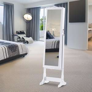 חדש עץ מראה תכשיטי ארון משלוח עומד מראה עם אחסון שיקוף תכשיטי ארון - Product Image 5