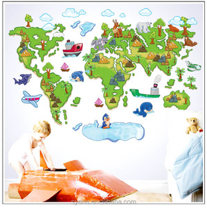 3d <span class=keywords><strong>Del</strong></span> Fumetto <span class=keywords><strong>mappa</strong></span> <span class=keywords><strong>del</strong></span> <span class=keywords><strong>mondo</strong></span> autoadesivo della parete decorazione della casa colorful <span class=keywords><strong>mappa</strong></span> decalcomanie della parete <span class=keywords><strong>del</strong></span> fumetto animali per bambini in pvc home decor wall sticker - Product Image 1