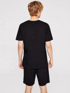 Completo Sportivo Nero KY a Due Pezzi, Maglietta a Maniche Corte Estiva per Basket e Calcio, T-Shirt con Patch, Set Corto a Righe Antivento per Uomo - Product Image 3