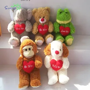 Mejor venta de San Valentín corazón rojo Mono/oso de peluche/perro/elefante peluche