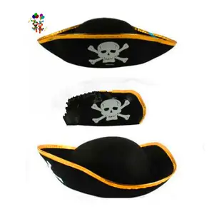 Adult Tricorn Black Pirate Captain Halloween Buccaneer Party Costume cappelli HPC-0208