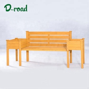 <span class=keywords><strong>Madera</strong></span> Natural Parque largo Banco silla <span class=keywords><strong>de</strong></span> jardín al aire libre banco con <span class=keywords><strong>maceta</strong></span> - Product Image 2
