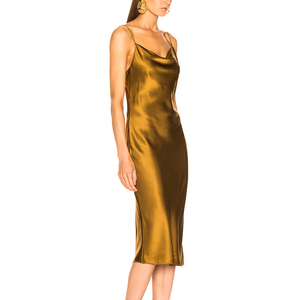 Robe à col bénitier pour femme, à carreaux, tenue à enfiler dorée, nouvelle collection printemps été 2020 - Product Image 2