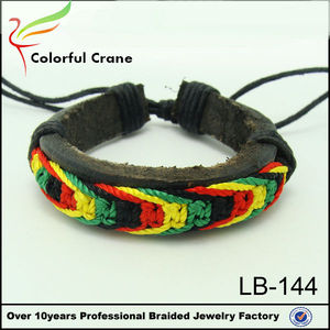 Bracelet en cuir coloré néon. raggae bracelet en cuir - Product Image 1