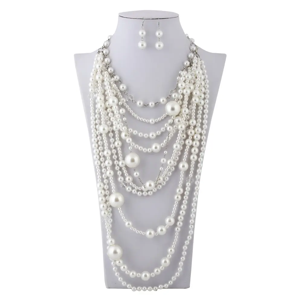Factory卸売ビッグスモール真珠のネックレスとイヤリングジュエリーセットセット