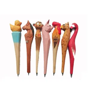 wholesale carving animal wooden promotional ball point pen names